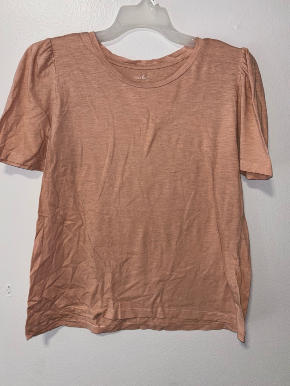 just be Dusty Rose Short Puff Sleeve Tee